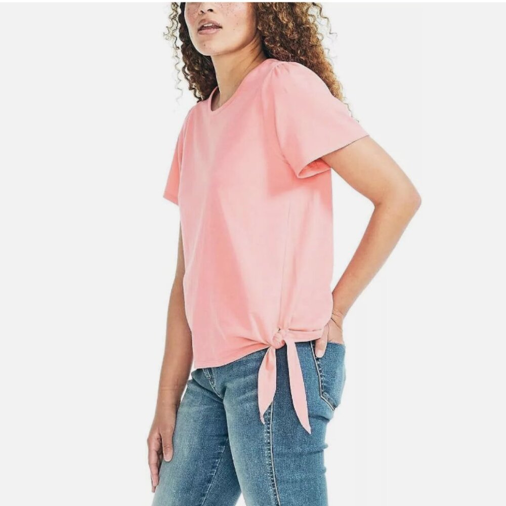 Nautica Women’s Sugarcora Side-Tie Crew Neck Short Sleeves Comfort T-Shirt